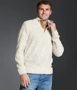 Outpost Makers Marled Cable Knit Sweater Cream Combo Outlet