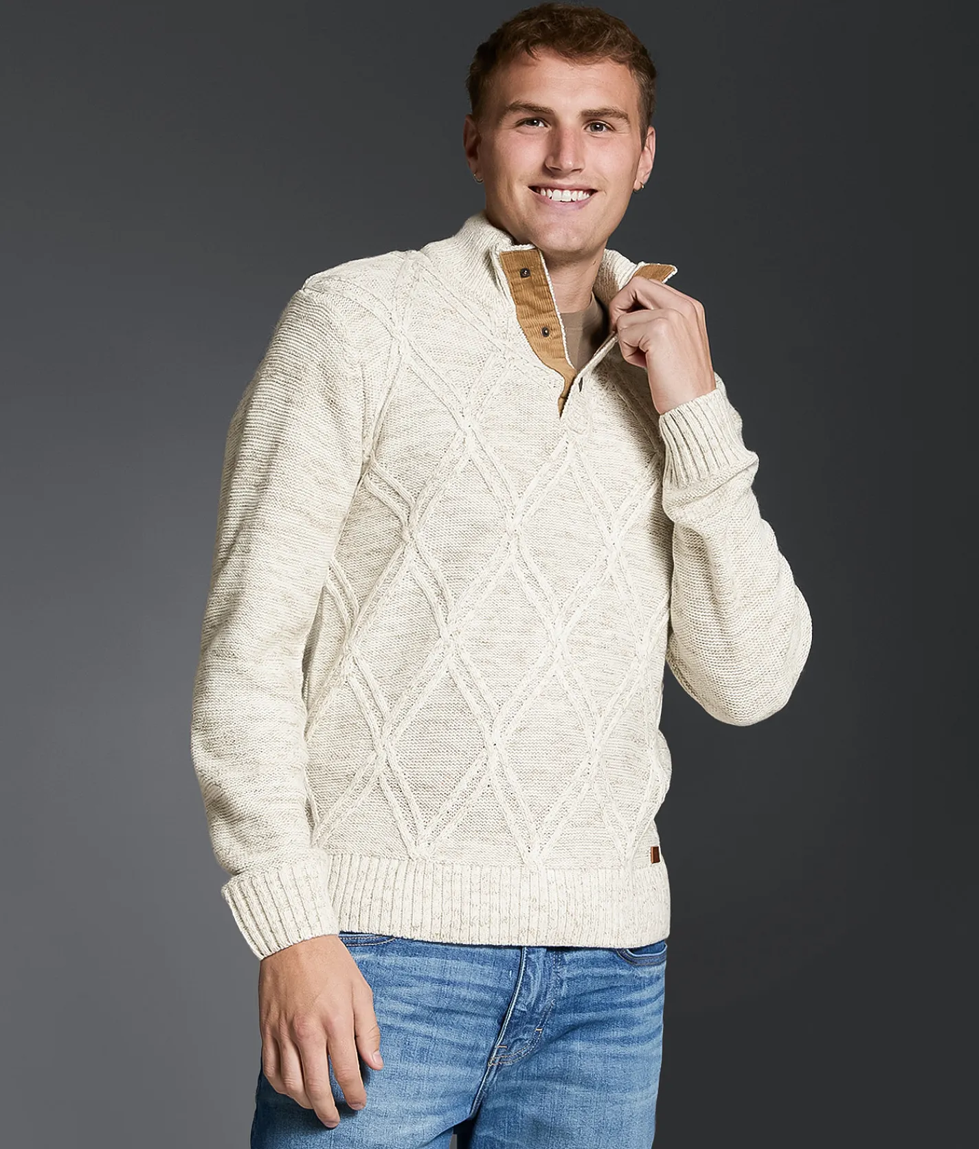 Outpost Makers Marled Cable Knit Sweater Cream Combo Outlet