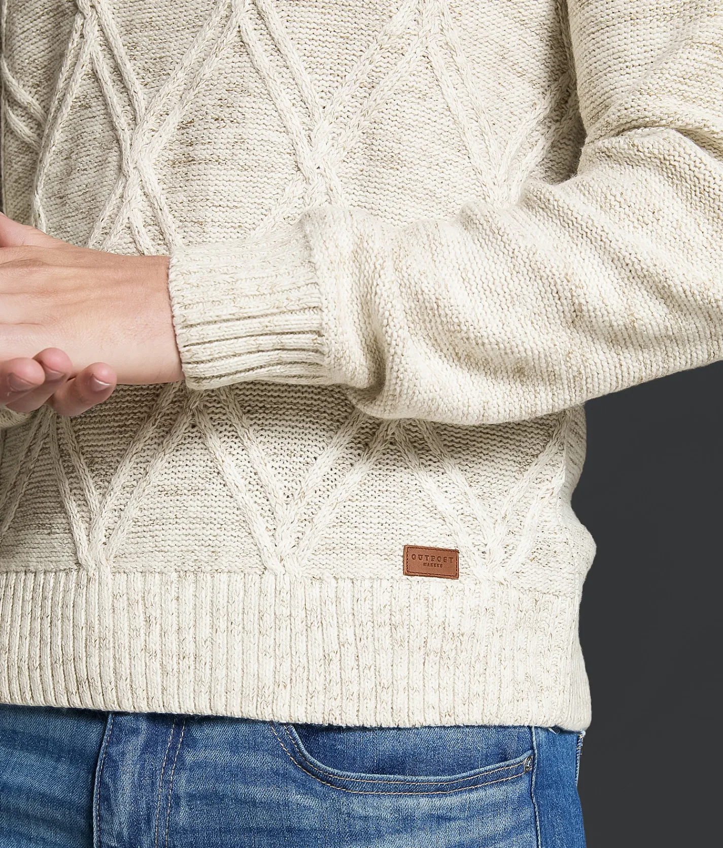 Outpost Makers Marled Cable Knit Sweater Cream Combo Outlet