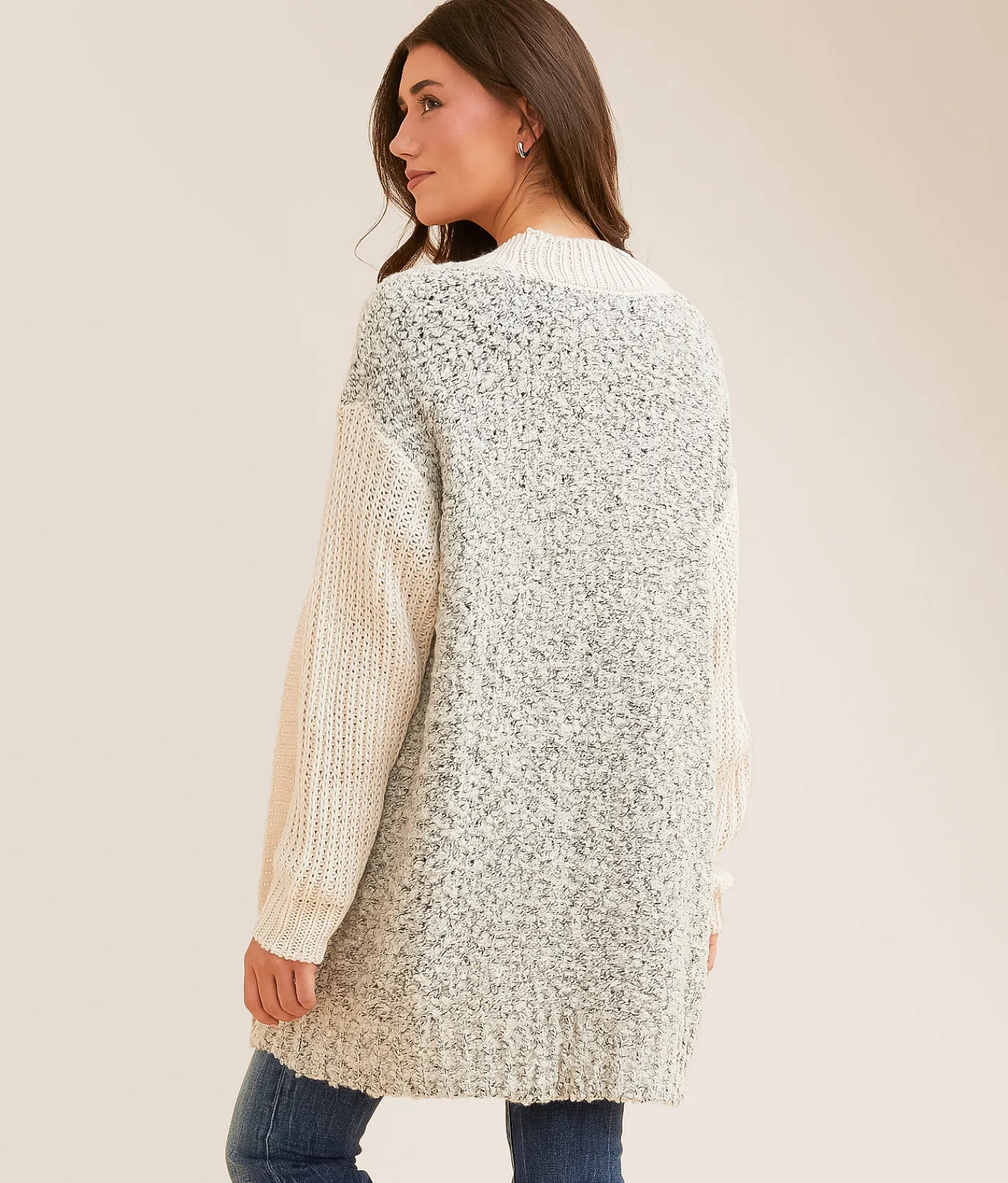 BKE Marled Cardigan Sweater Oatmeal Best
