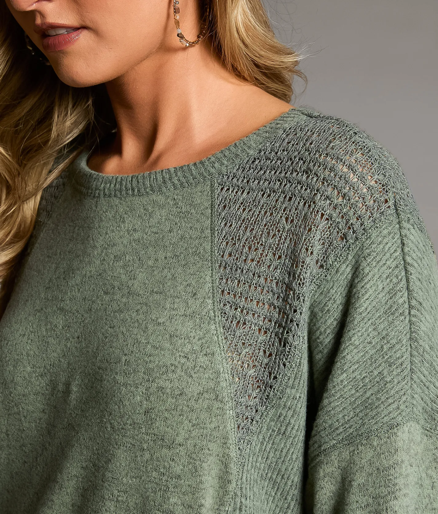 Tops | BKE Marled Crochet Top Green