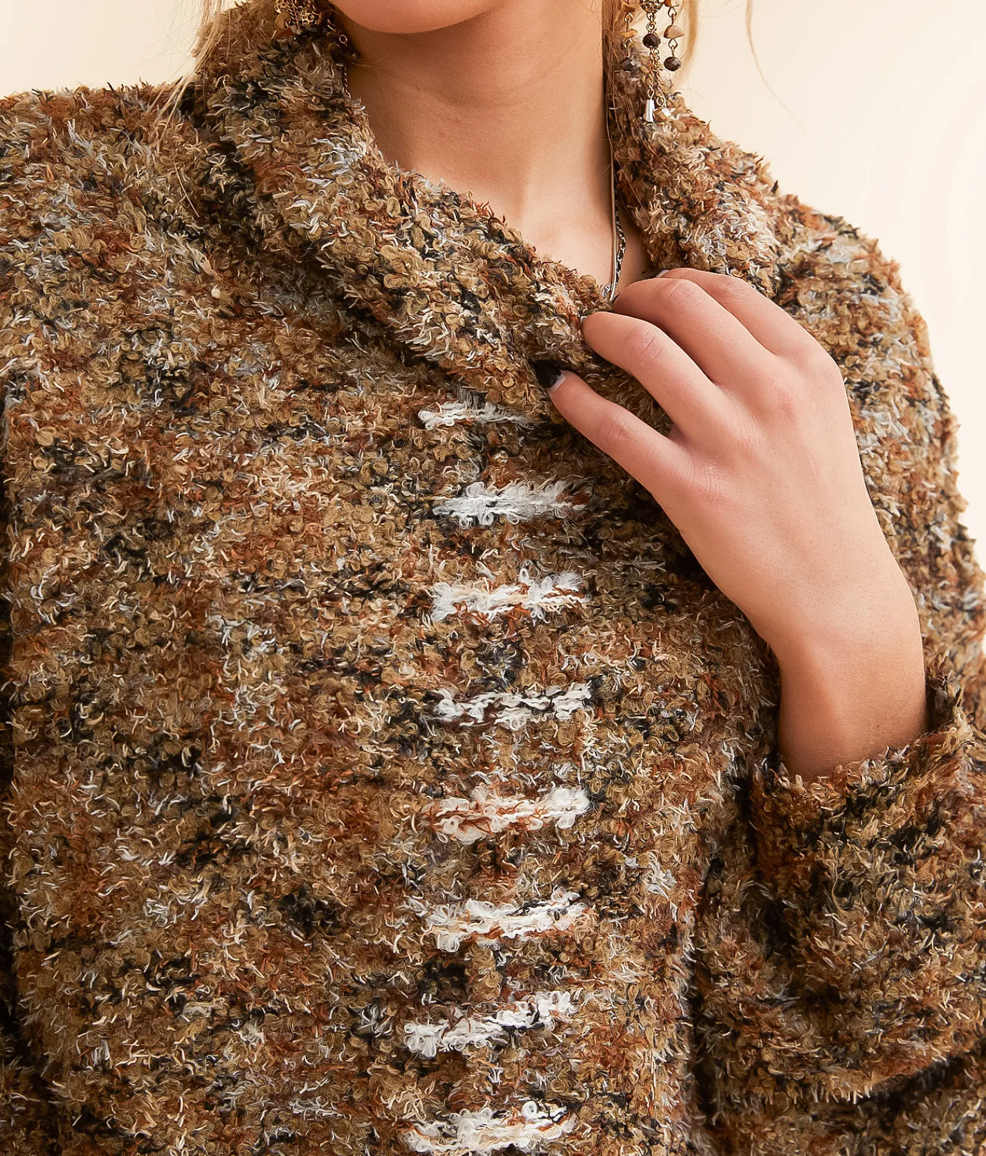 BKE Marled Eyelash Sweater Olive Hot