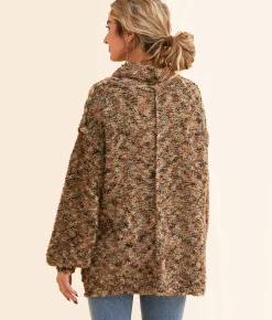 BKE Marled Eyelash Sweater Olive Hot