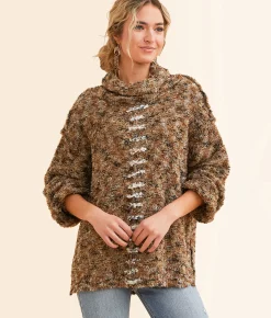 BKE Marled Eyelash Sweater Olive Hot