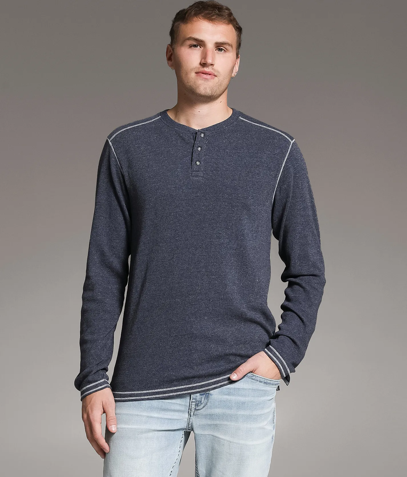Tops | BKE Marled Henley Navy