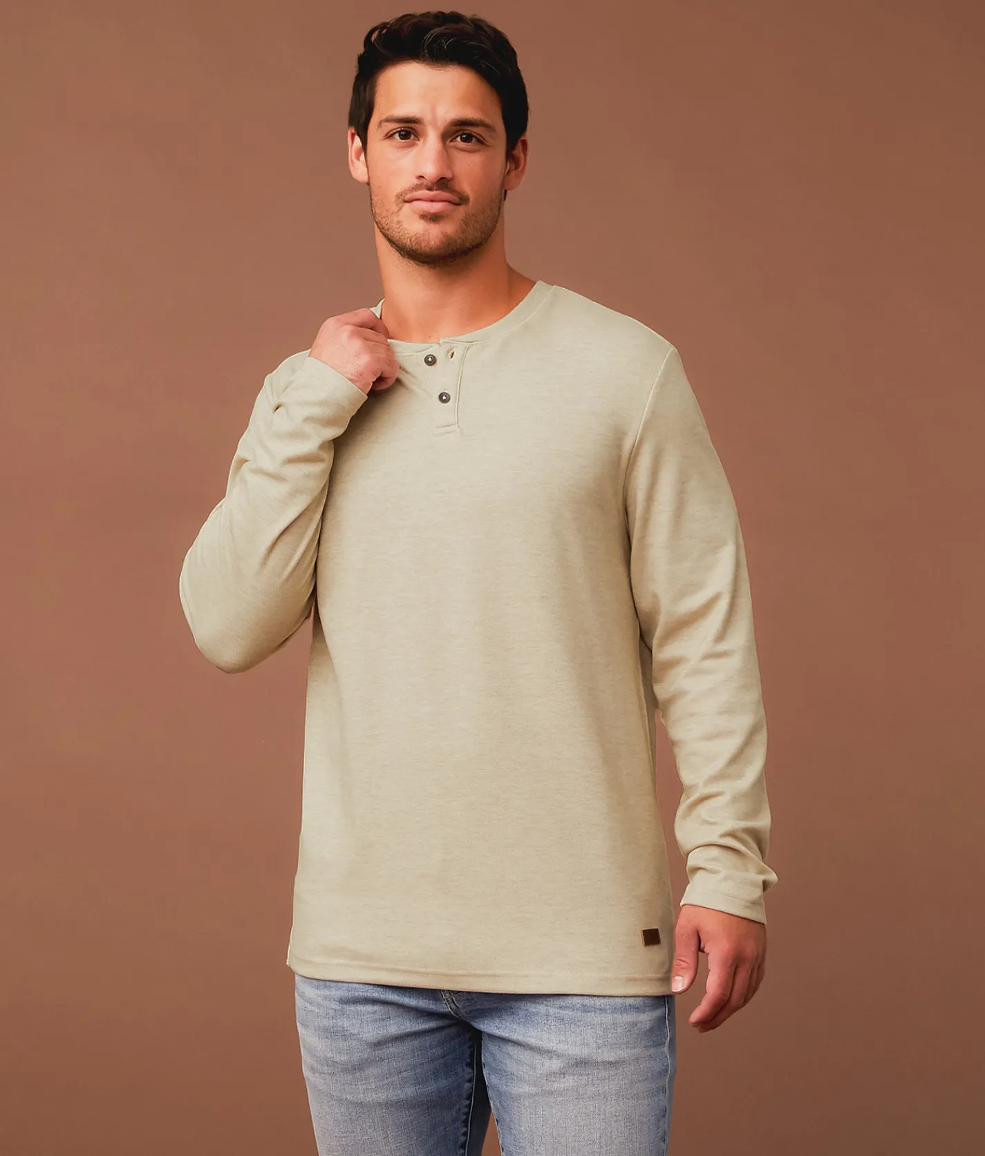 Tops | Outpost Makers Marled Henley Silver Lining Artic Wolf