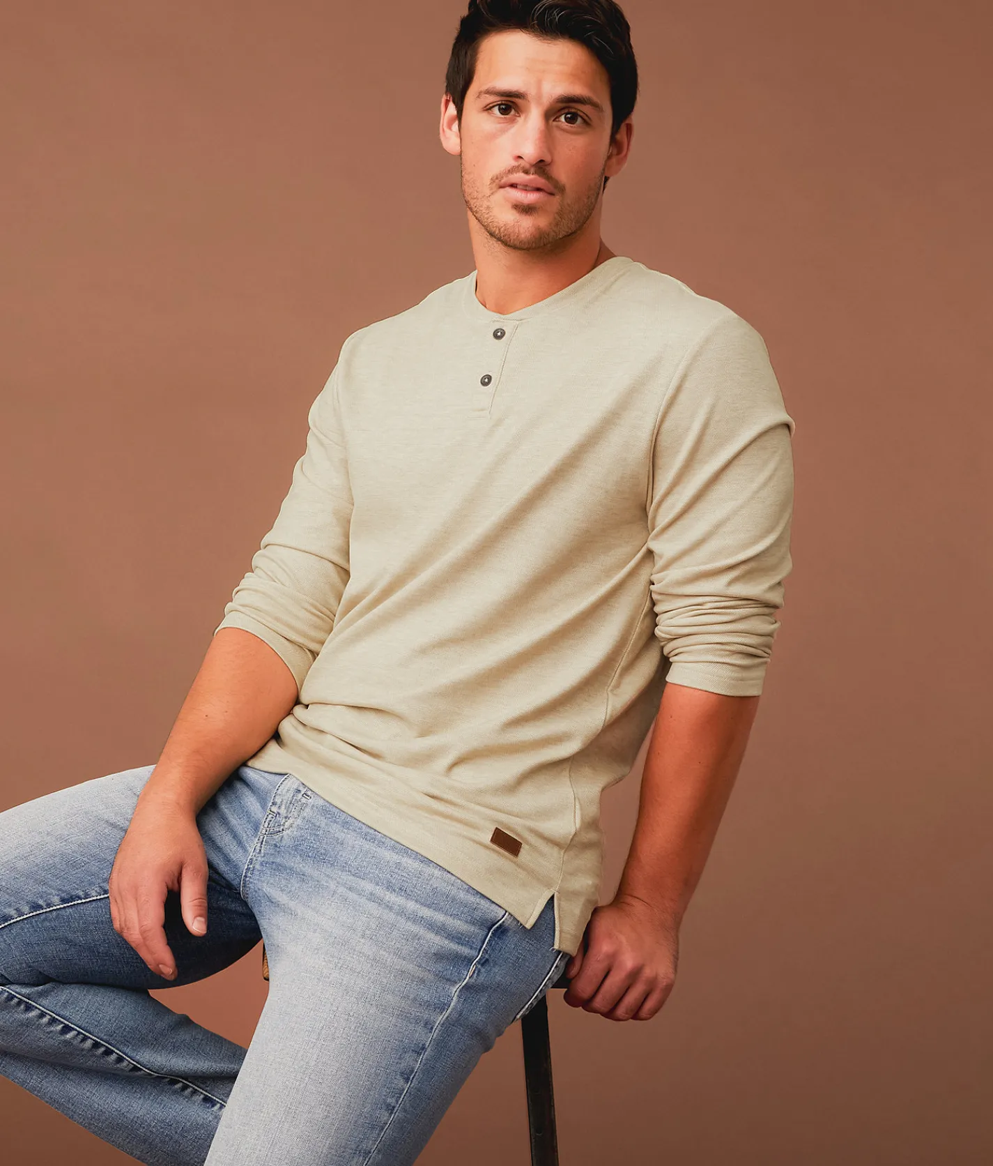 Tops | Outpost Makers Marled Henley Silver Lining Artic Wolf