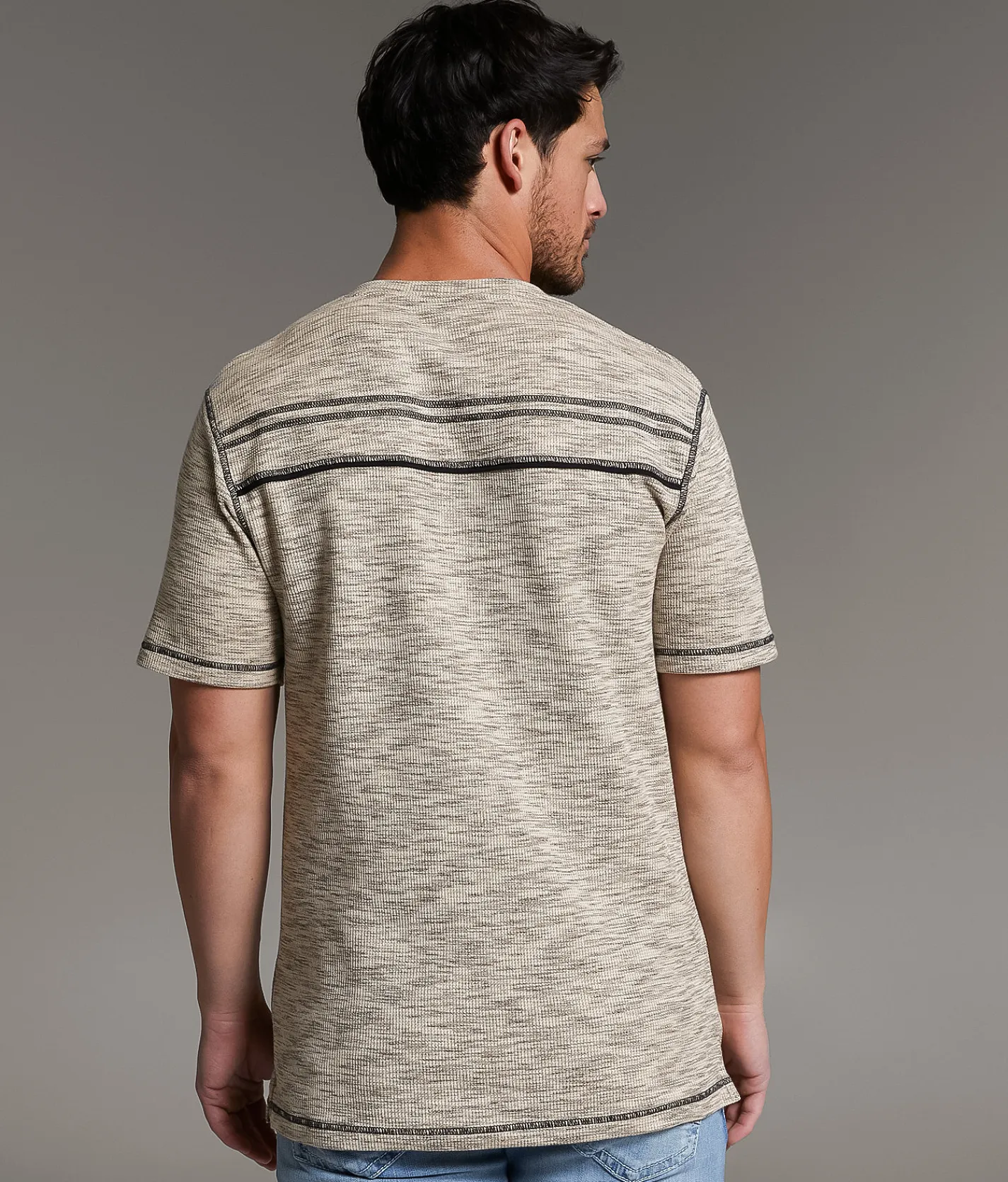 Tops | BKE Marled Henley Rubber Black