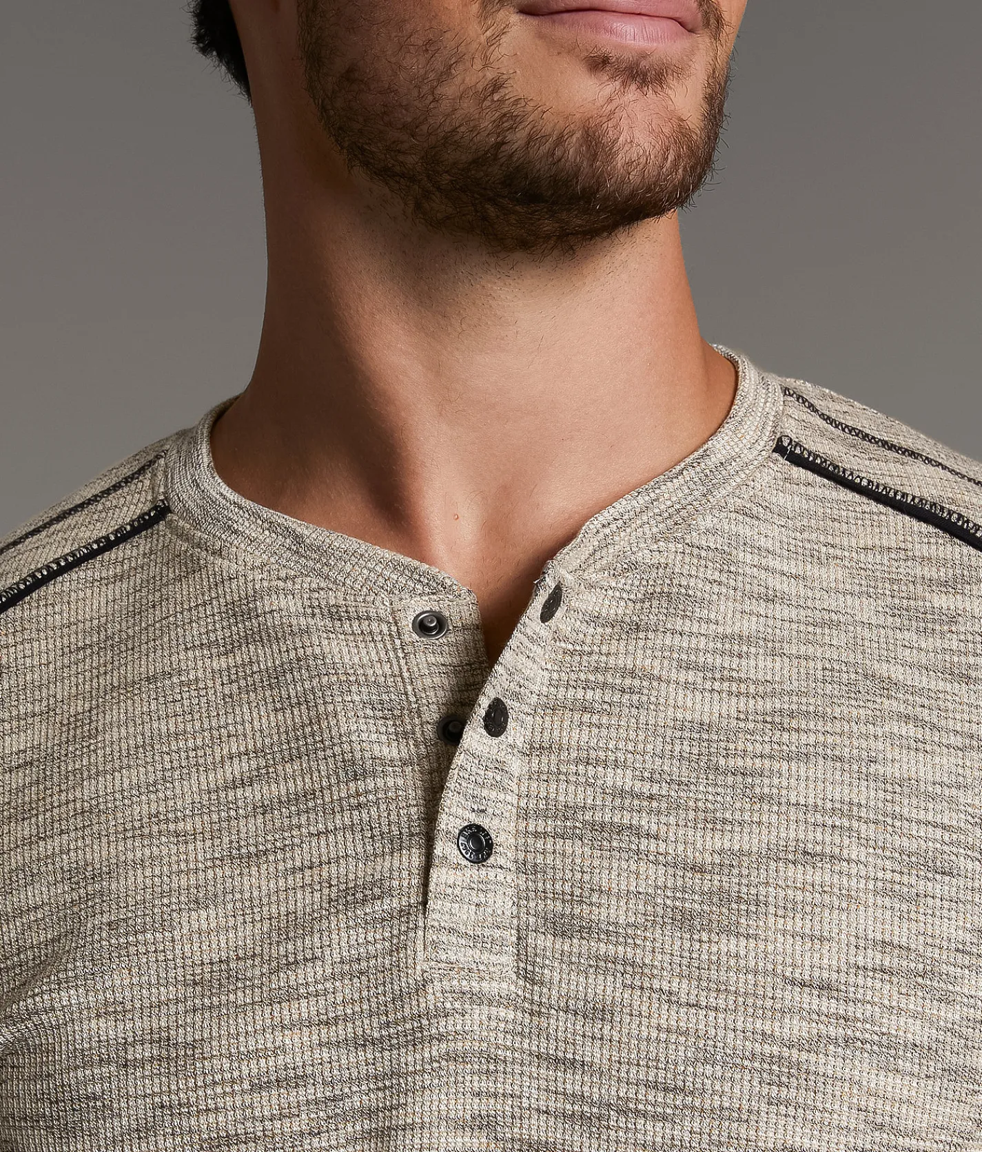 Tops | BKE Marled Henley Rubber Black