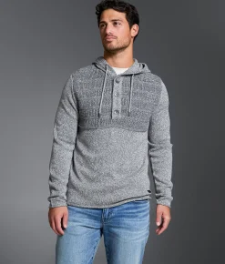 Tops | Outpost Makers Marled Henley Hooded Sweater Iron Heather