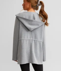 A. Peach Marled Knit Hooded Jacket Grey Hot