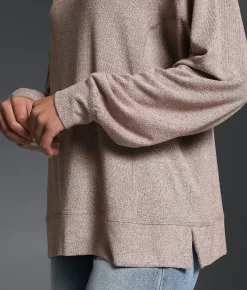 Buckle Black Marled Knit Top Cocoa Brown Sale