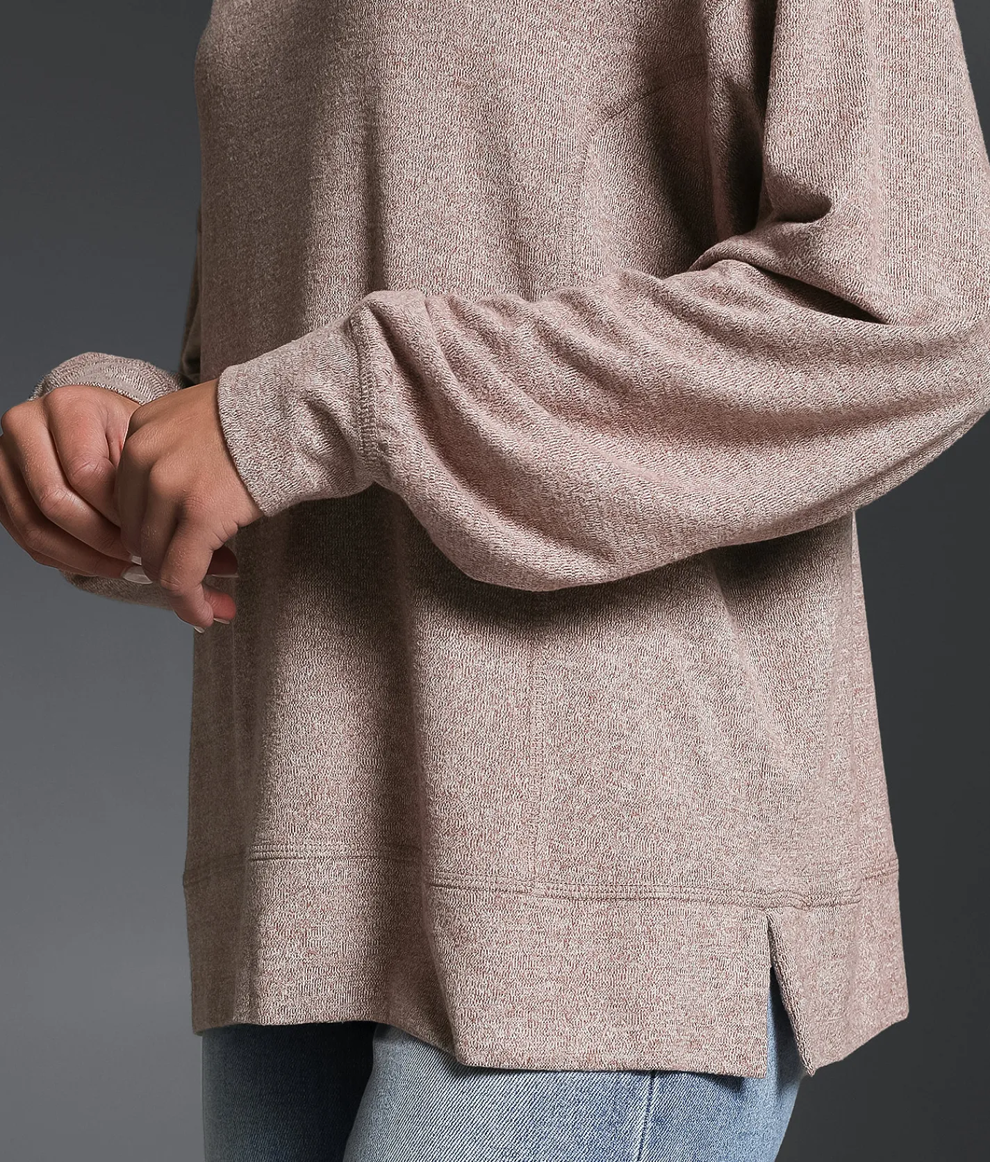 Buckle Black Marled Knit Top Cocoa Brown Sale
