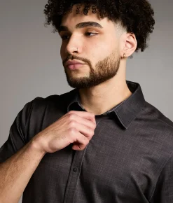 Tops | Maven Co-op Marled Performance Knit Shirt Black Grey