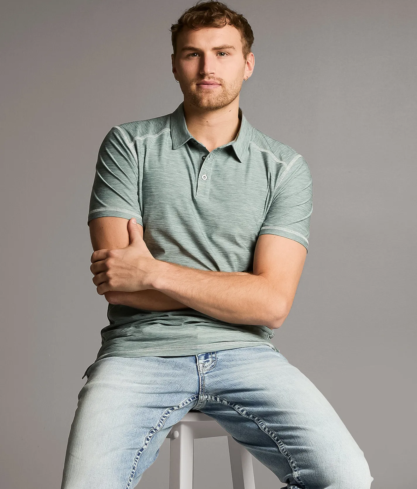 BKE Marled Performance Polo Green Discount