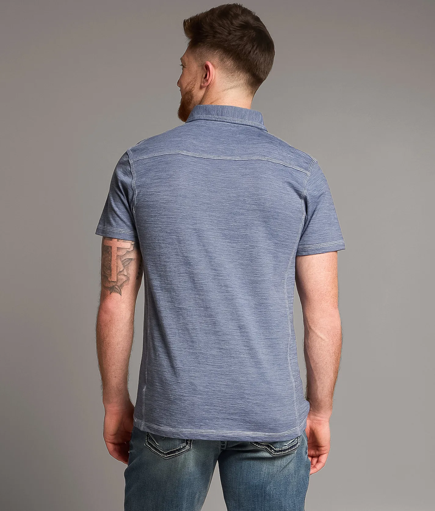 BKE Marled Polo Dark Denim Hot