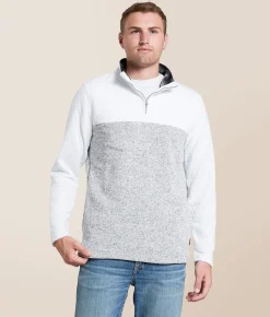 Departwest Marled Quarter Zip Pullover White Grey Hot