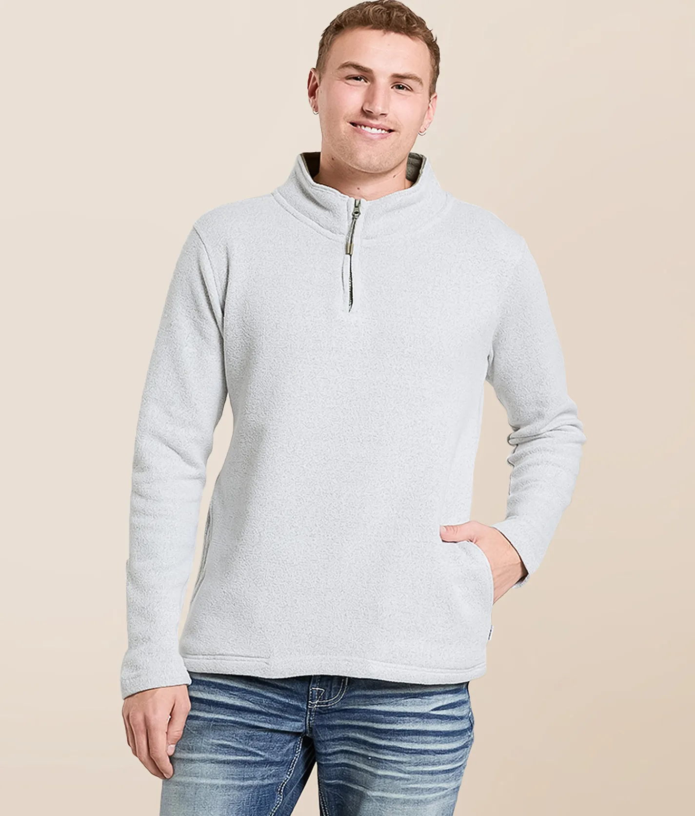 Departwest Marled Quarter Zip Pullover Vetiver Discount