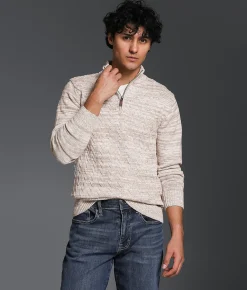 Tops | Outpost Makers Marled Quarter Zip Sweater Taupe Cream