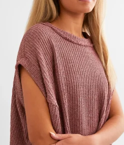 Tops | BKE Marled Sharktooth Hem Top Charcoal