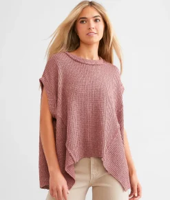 Tops | BKE Marled Sharktooth Hem Top Charcoal