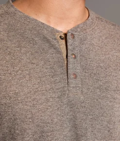 Tops | BKE Marled Snap Henley Brown Black
