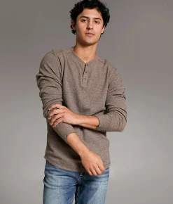 Tops | BKE Marled Snap Henley Brown Black