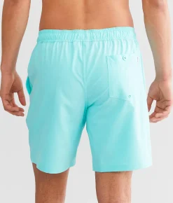Bottoms|Swimwear | Departwest Marled Stretch Swim Trunks Bright Teal