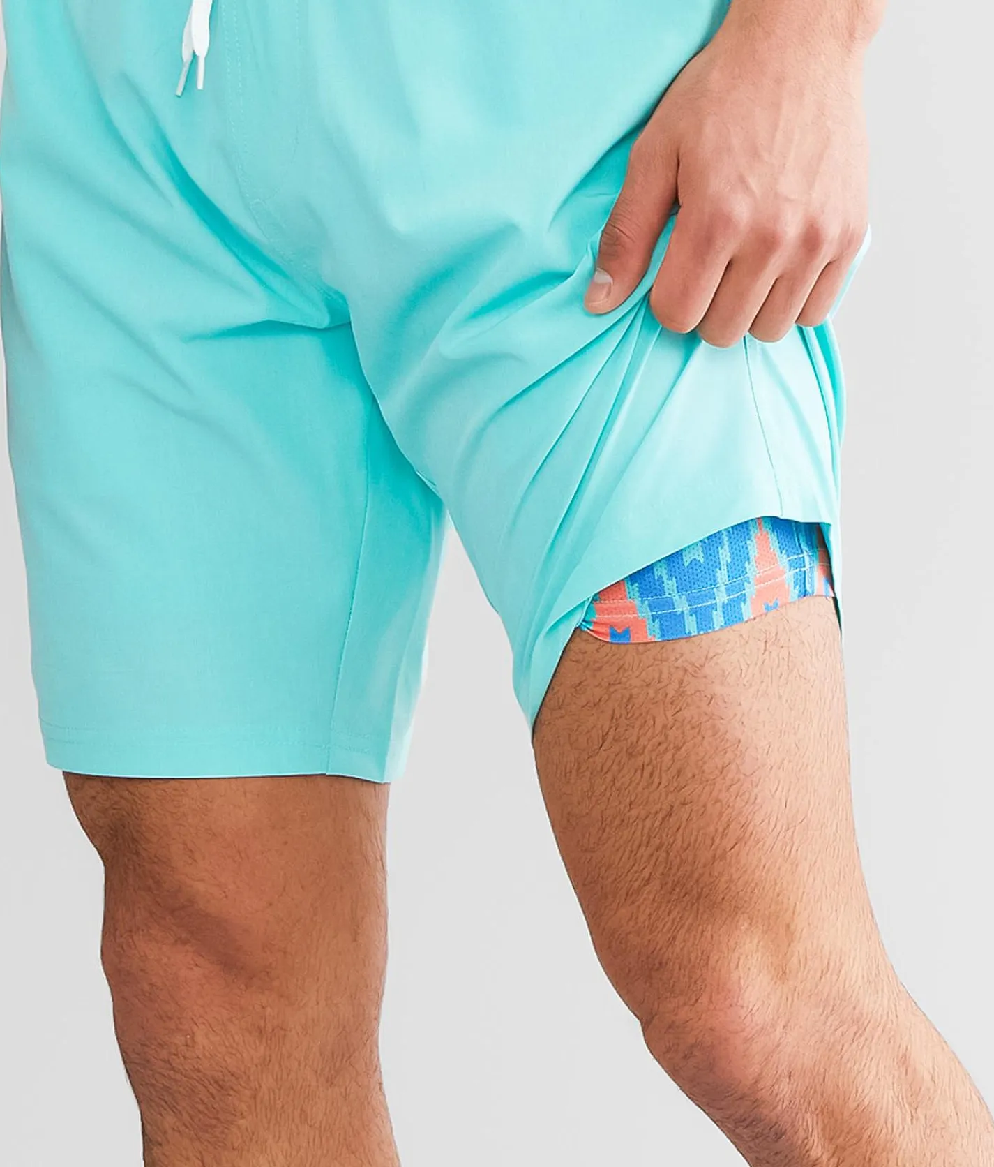 Bottoms|Swimwear | Departwest Marled Stretch Swim Trunks Bright Teal