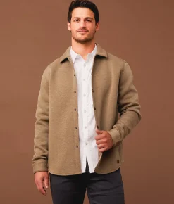 Outpost Makers Marled Twill Shacket Tan Grey Discount