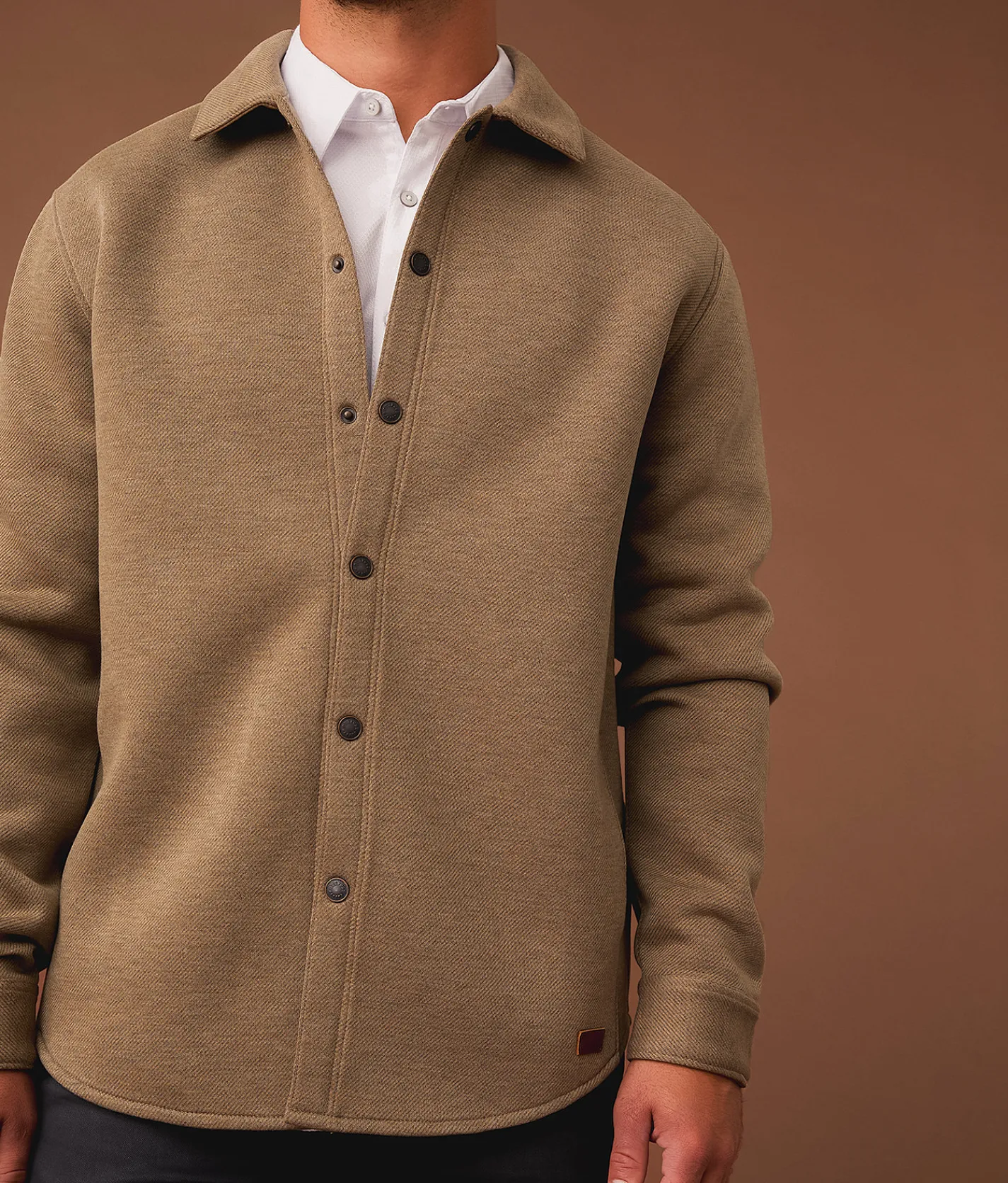 Outpost Makers Marled Twill Shacket Tan Grey Discount
