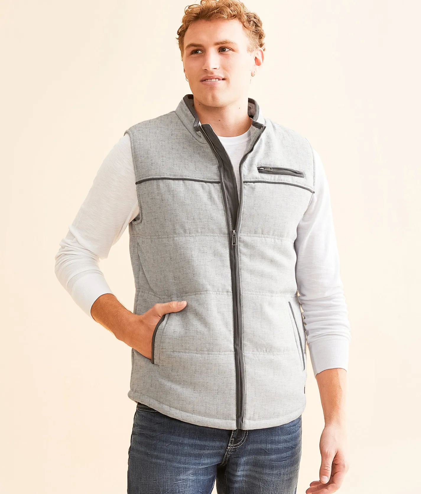 Outpost Makers Marled Woven Vest Grey Online