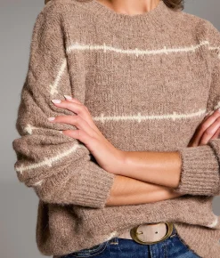 Tops | BKE Marl Striped Sweater Chocolate