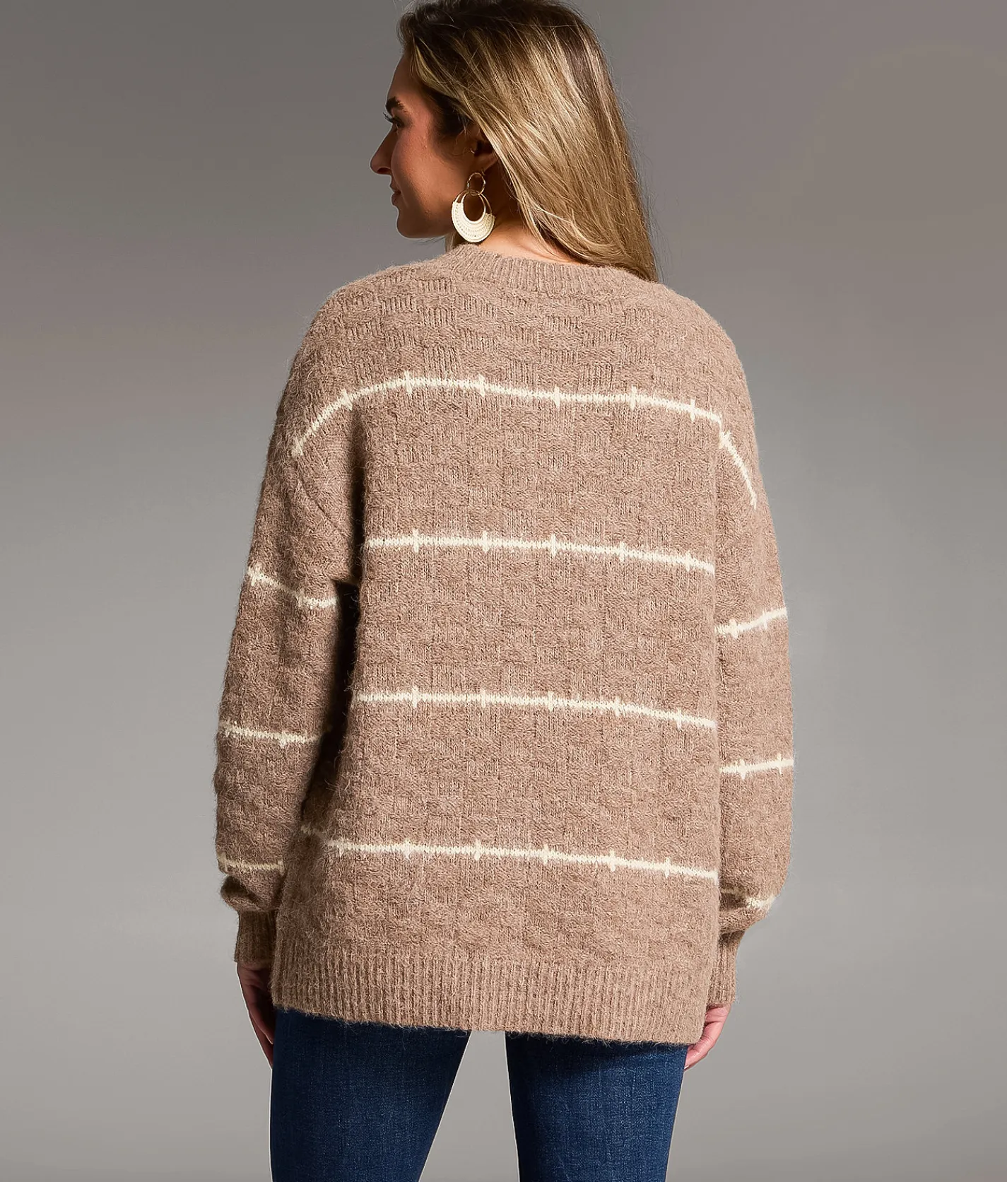 Tops | BKE Marl Striped Sweater Chocolate
