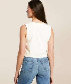 Z Supply Marta Cropped Vest White Clearance