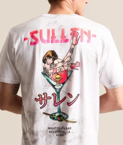 Sullen Martini Club T-Shirt White Lt Grey Crystal Was Clearance