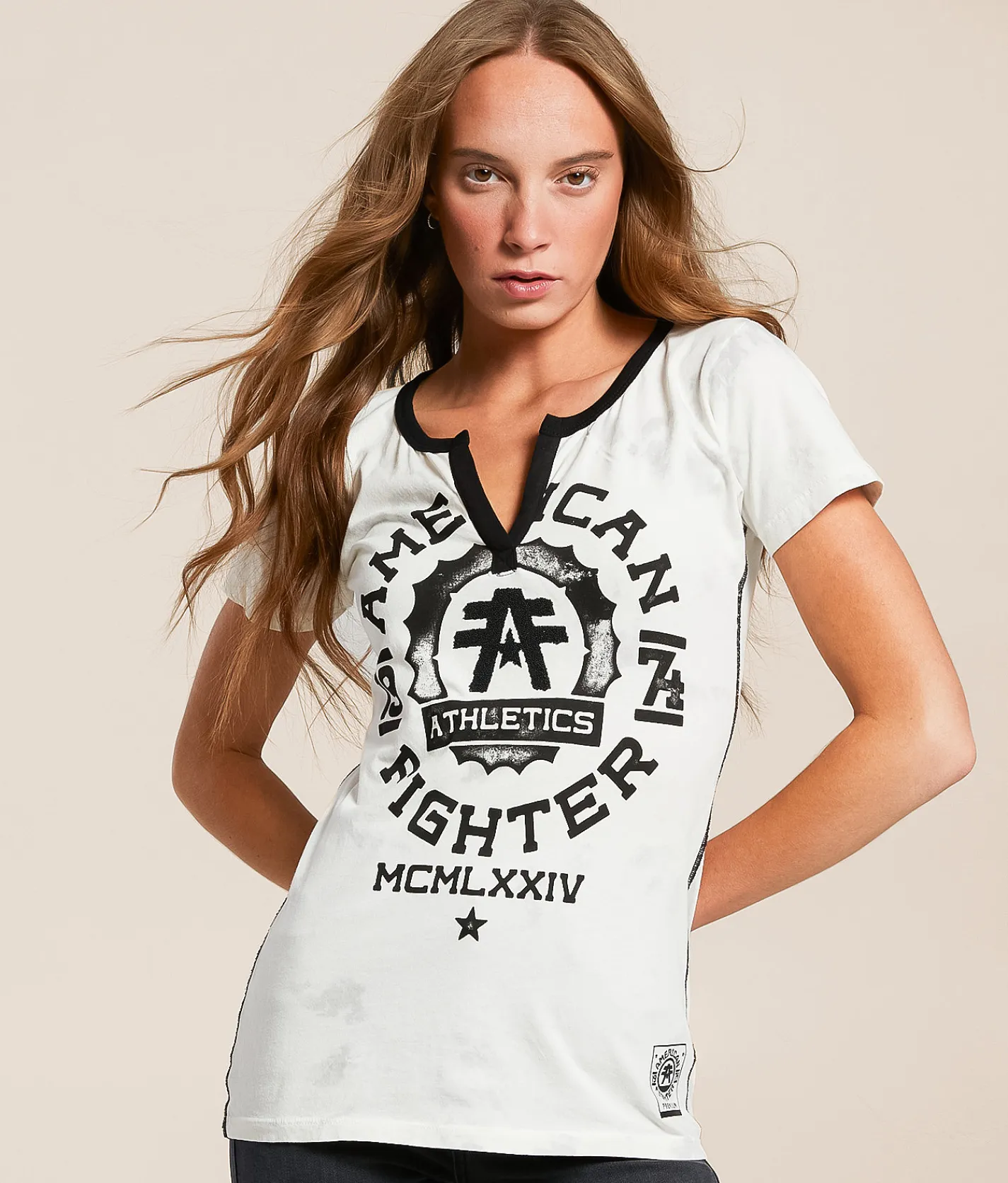 American Fighter Maryland T-Shirt White Lt Grey Ice Wash W Sale