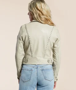 Mauritius Maryn Studded Leather Jacket Off White Online