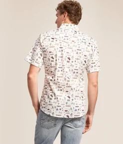 Tops | Hooey Maverick Performance Stretch Shirt White Print
