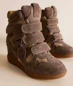 Steve Madden Mavis Wedge Sneaker Taupe Suede Discount