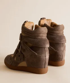 Steve Madden Mavis Wedge Sneaker Taupe Suede Discount