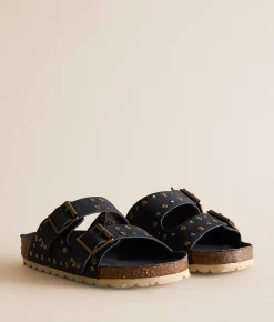 Shoes | Roan by Bed Stu Maze Studded Leather Sandal Navy Suede