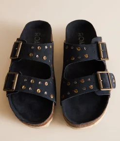 Shoes | Roan by Bed Stu Maze Studded Leather Sandal Navy Suede