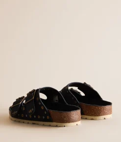 Shoes | Roan by Bed Stu Maze Studded Leather Sandal Navy Suede