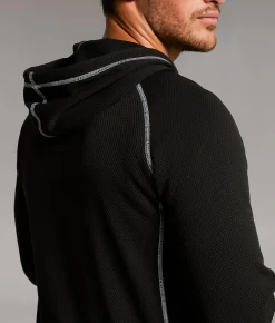 BKE McCallum Thermal Henley Hoodie Black Best