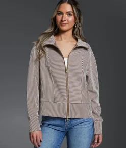 Buckle Black Meadow Striped Jacket Brown Stripe Clearance