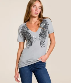Affliction Medallion T-Shirt Silver Grey Burnout Discount