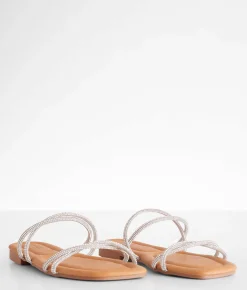 Qupid Mega Glitz Sandal Silver Rhinestone Discount