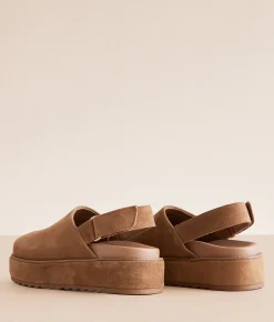 Steve Madden Mellow Leather Platform Clog Cognac Suede Hot