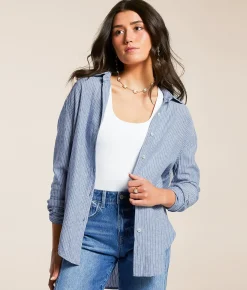 Z Supply Melody Striped Shirt Sky Blue
